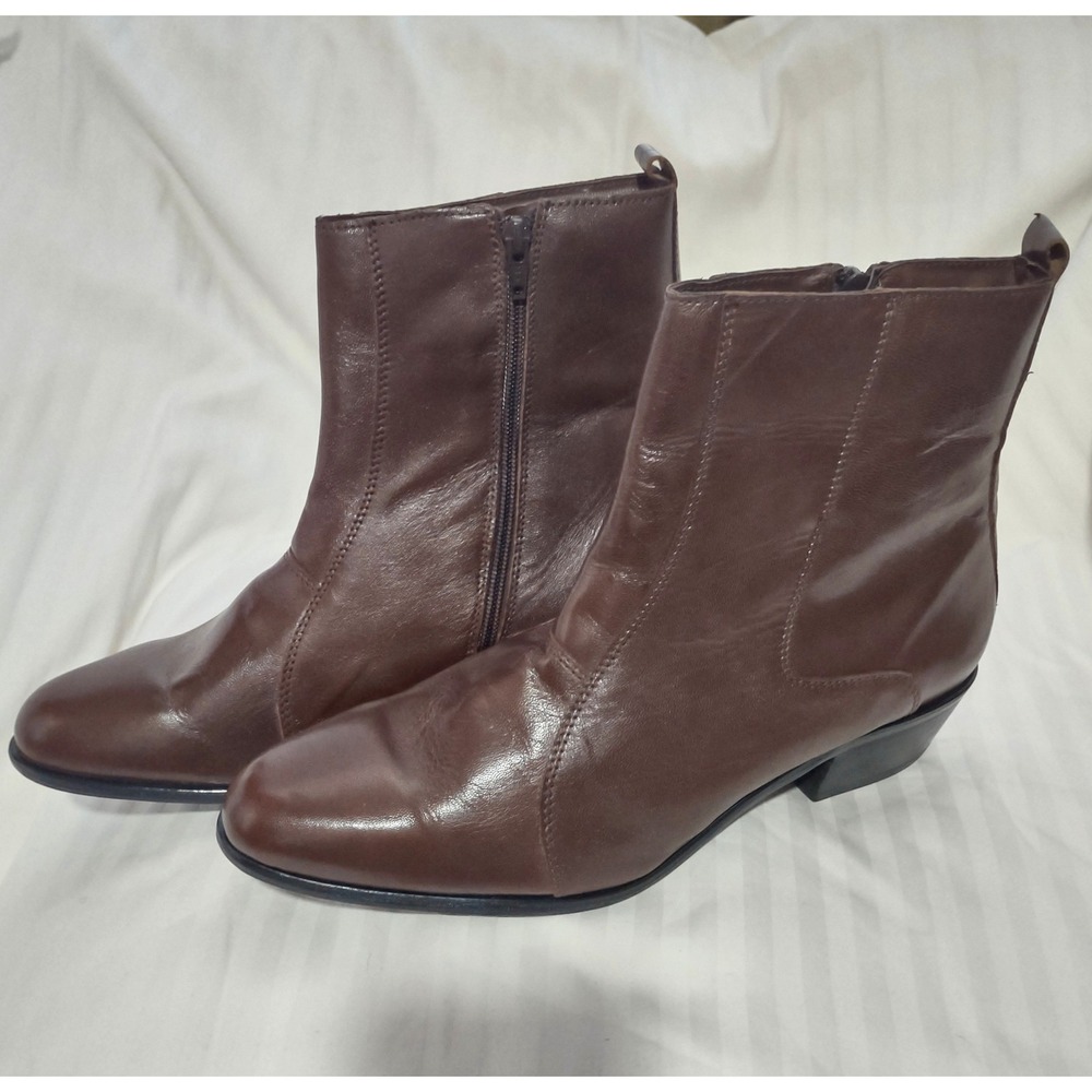 Stacy‎ Adams Mens Brown Leather Side Zip Ankle Boots 24855 221 10M